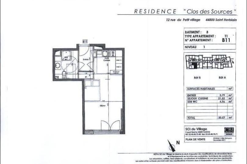 Photo n°1 - Louer un appartement studio<br/> de 30 m² à St Herblain (44800)