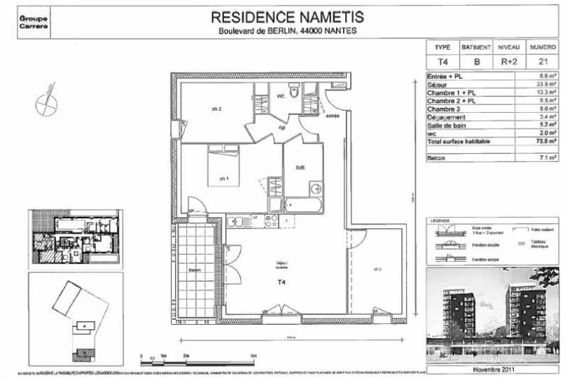 Photo n°8 - Louer un appartement 4 pièces<br/> de 72 m² à Nantes (44200)
